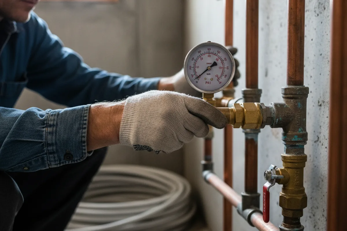 Pressure testing a repaired line during Water Line Repair in Dracut